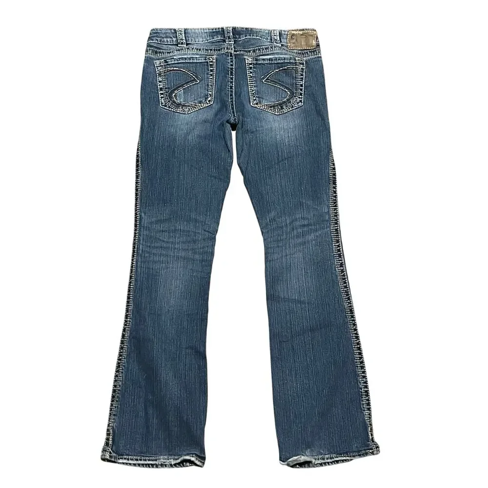 Silver Jeans Womens Frances 18” Mini Bootcut 31x33 Low Rise Stretch Blue Jeans - Picture 4 of 10